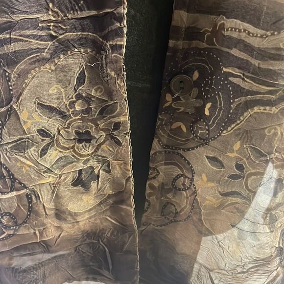 K Studio Sheer Blouse Button Up, Ladies 14, Green Floral Pattern - Picture 6 of 8